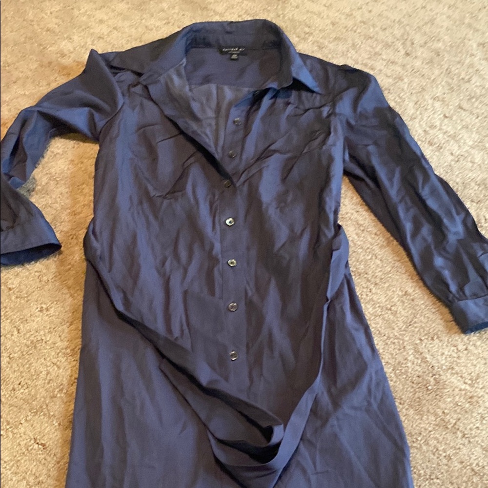 Dark Gray Button-Up Shirt Dress